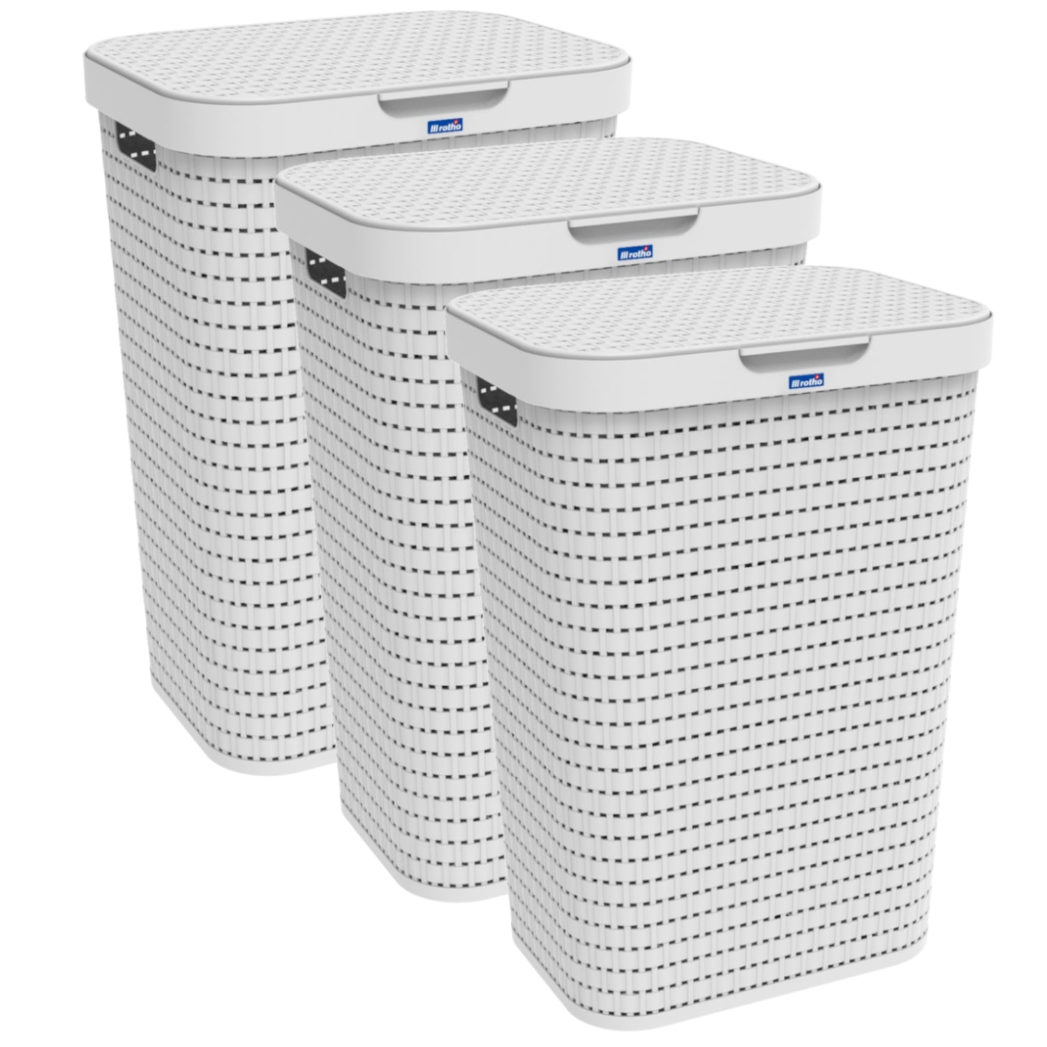 Laundy Basket 3pc Set with Lid 55L l COUNTRY