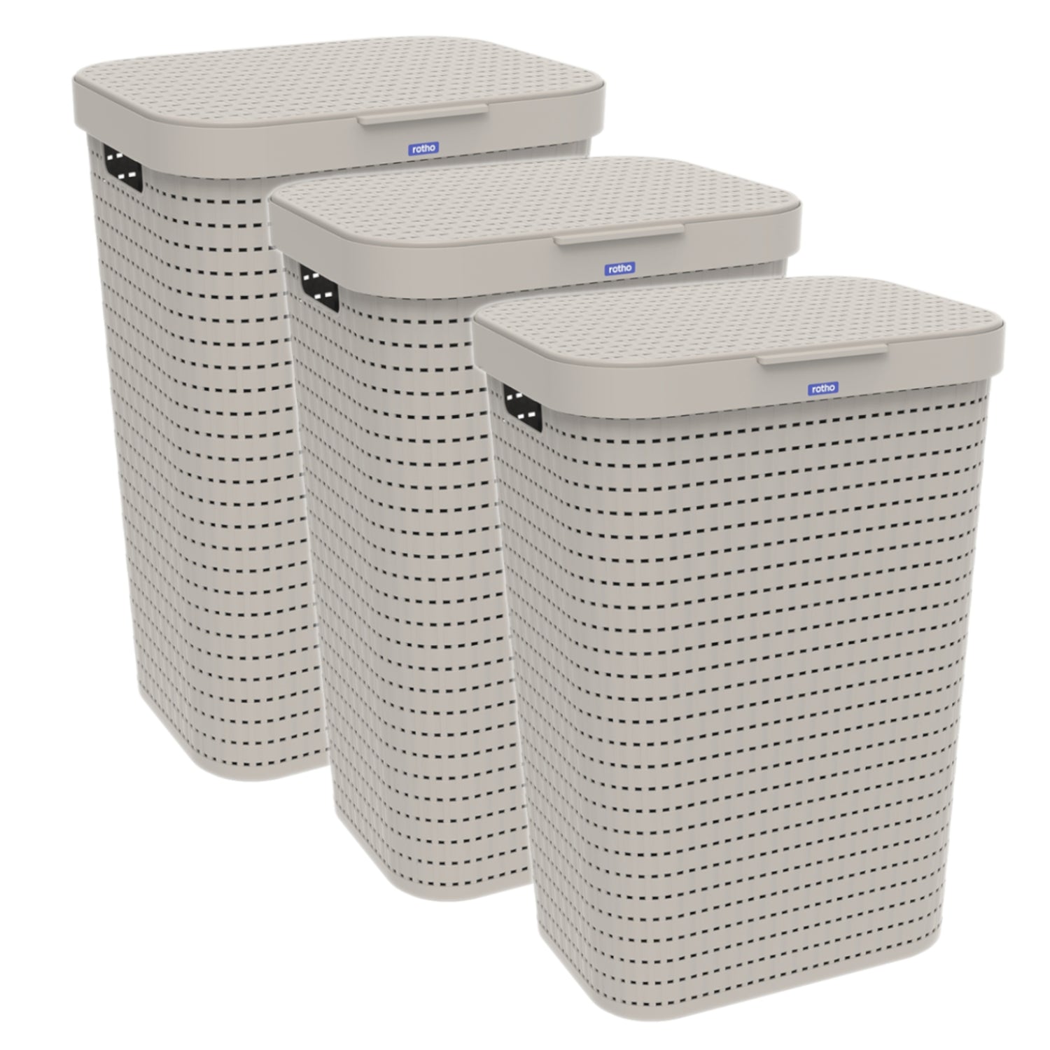 Laundy Basket 3pc Set with Lid 55L l COUNTRY