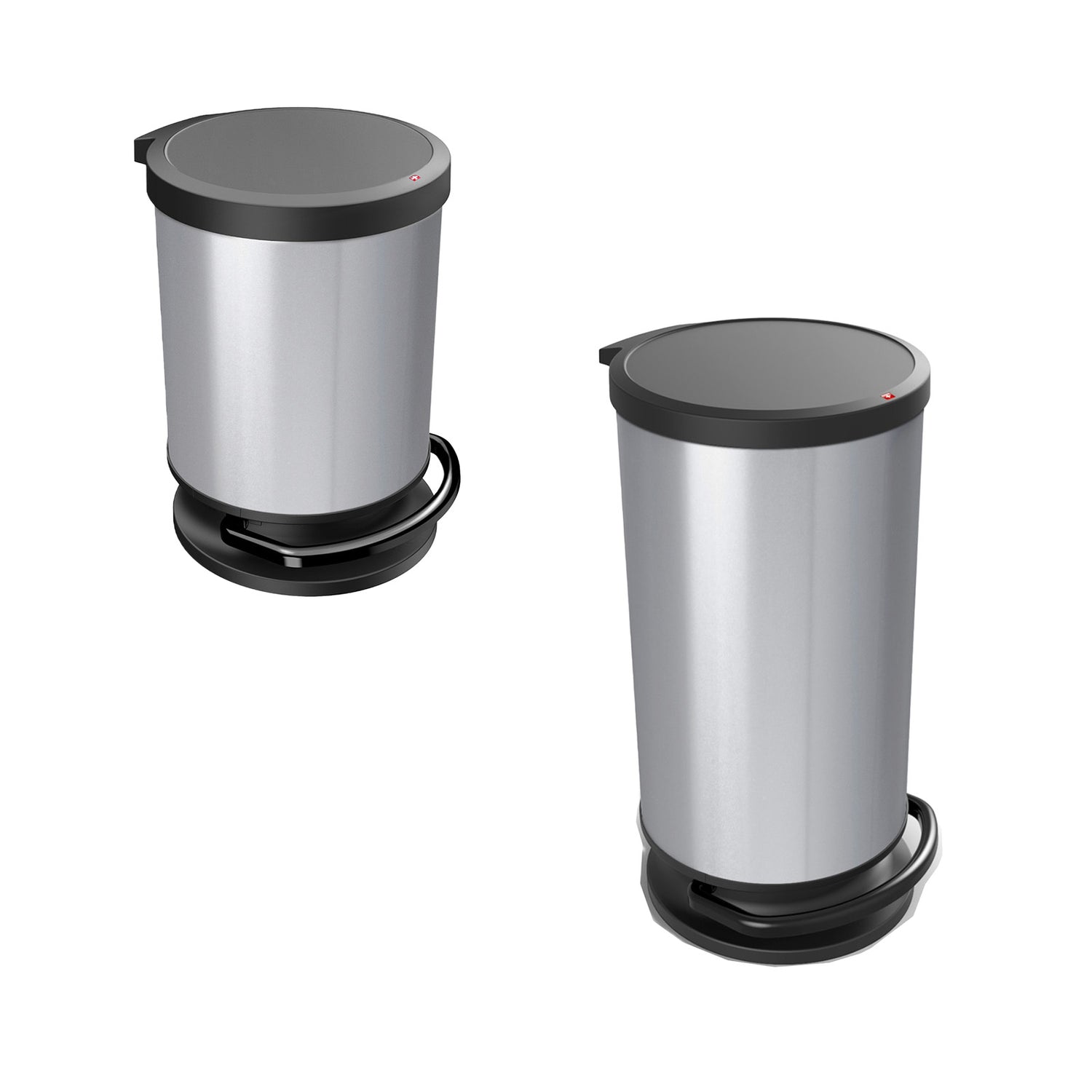 Lot de 2 poubelles à pédale ronde PASO