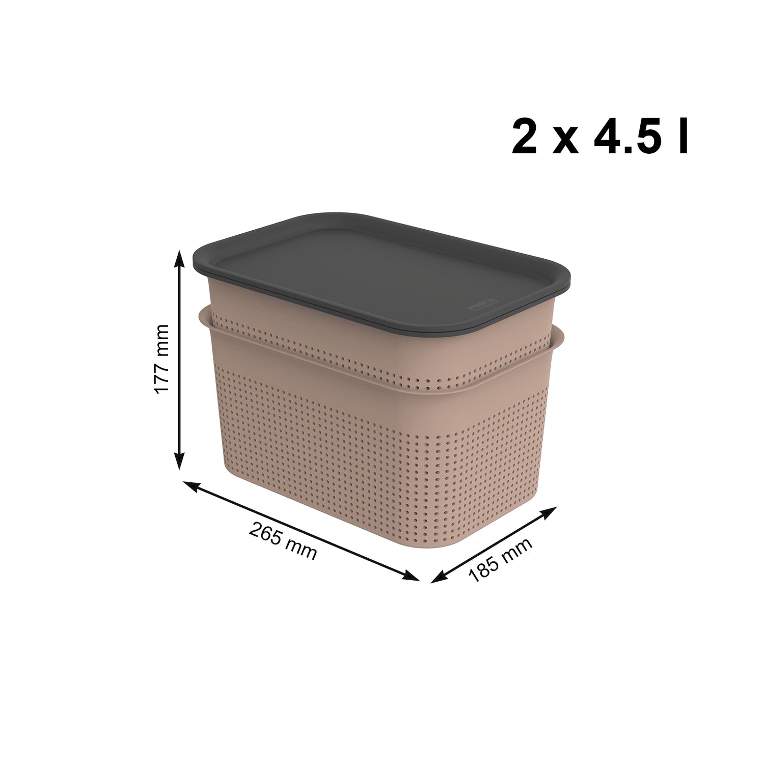 Set 2 pz Cesto con coperchio 4.5 l BRISEN