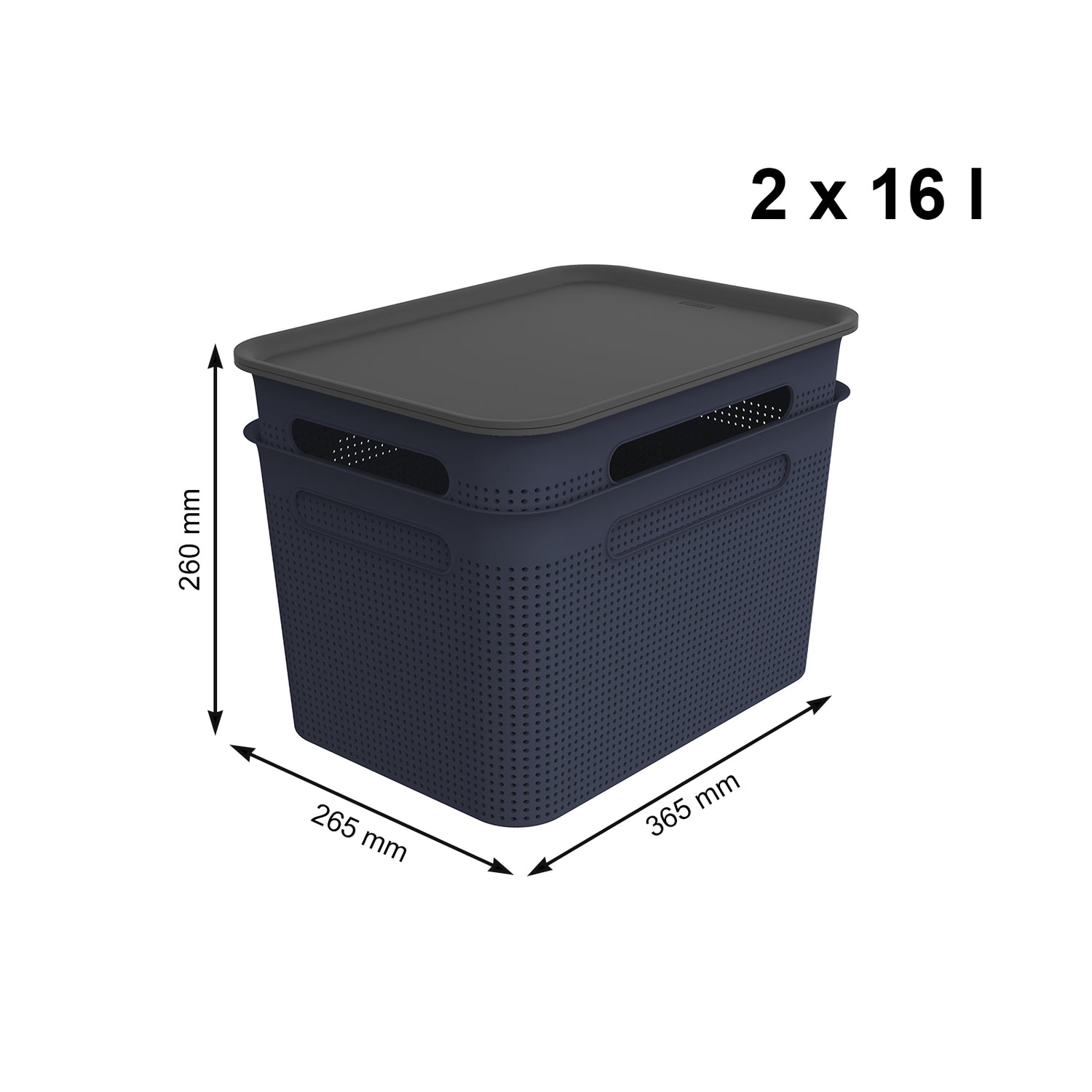 2er Set Boxen mit 2 Deckel 16 l BRISEN