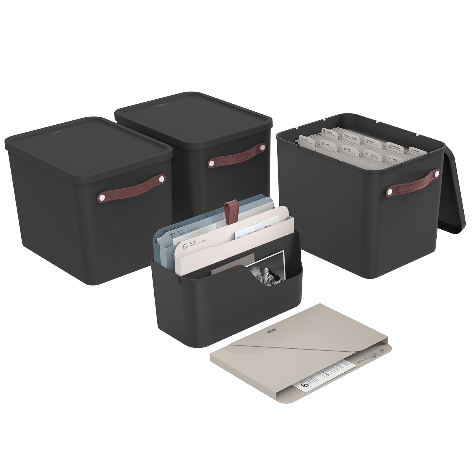 HOMSFOU – Lot De 6 Boîtes De Rangement Colorées Pour Documents, Papiers, Magazines – Idéal Bureau, Maison, école - 5