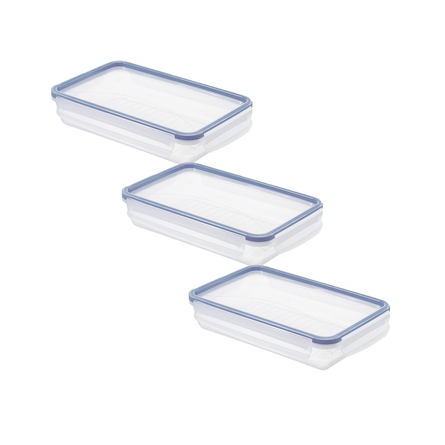 3er Set Kühlschrankdose 1 l flach CLIC & LOCK