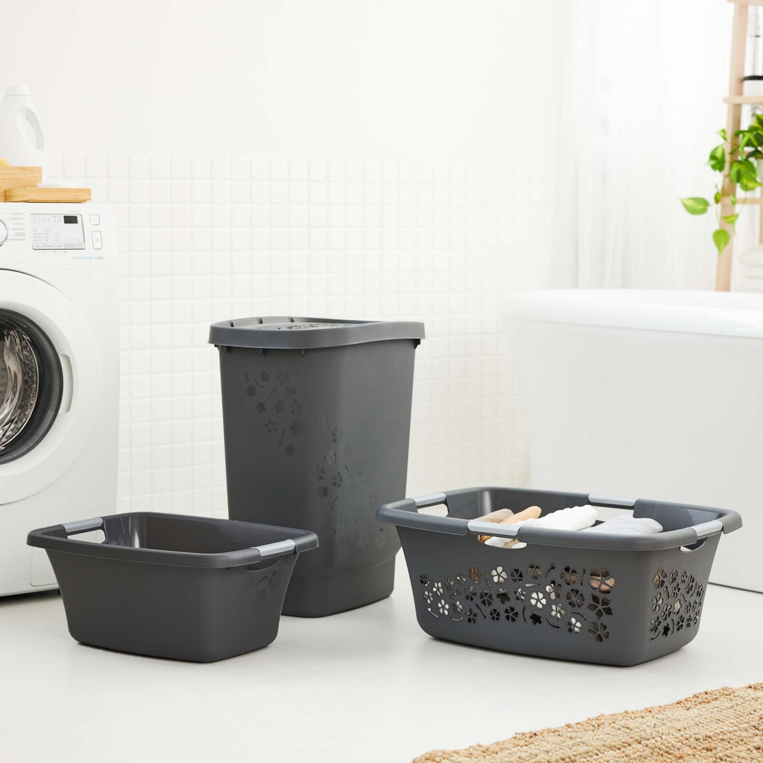Laundry Basket 55L l FLOWERS