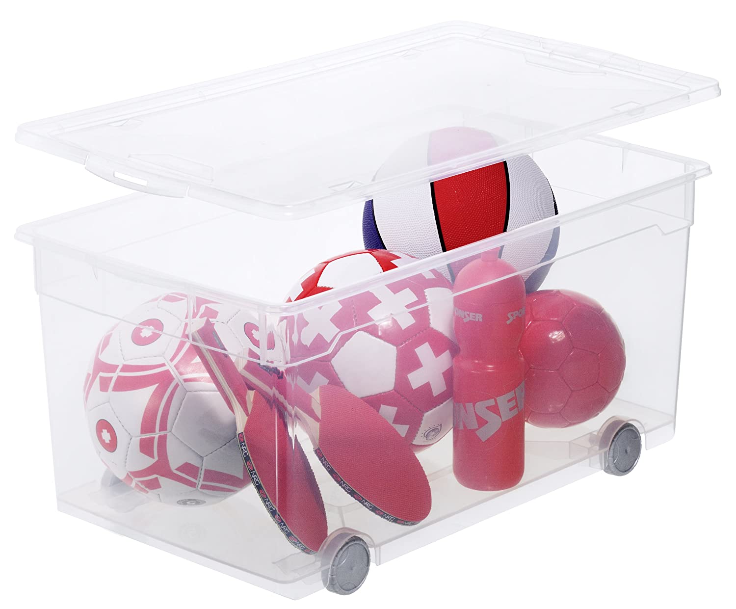 Clear box with wheels 63 l CLEAR