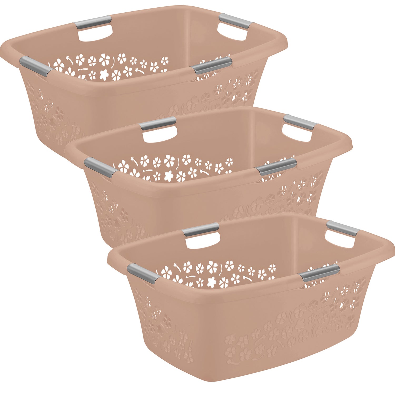 Zestaw 3 koszy na pranie 50 l FLOWERS